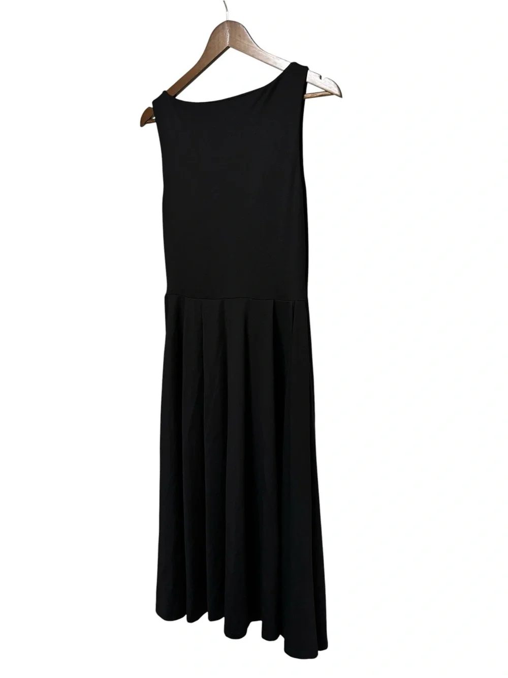 OGL Black sleeveless bamboo sculpting stretch ponte boatneck chic midi dress L
